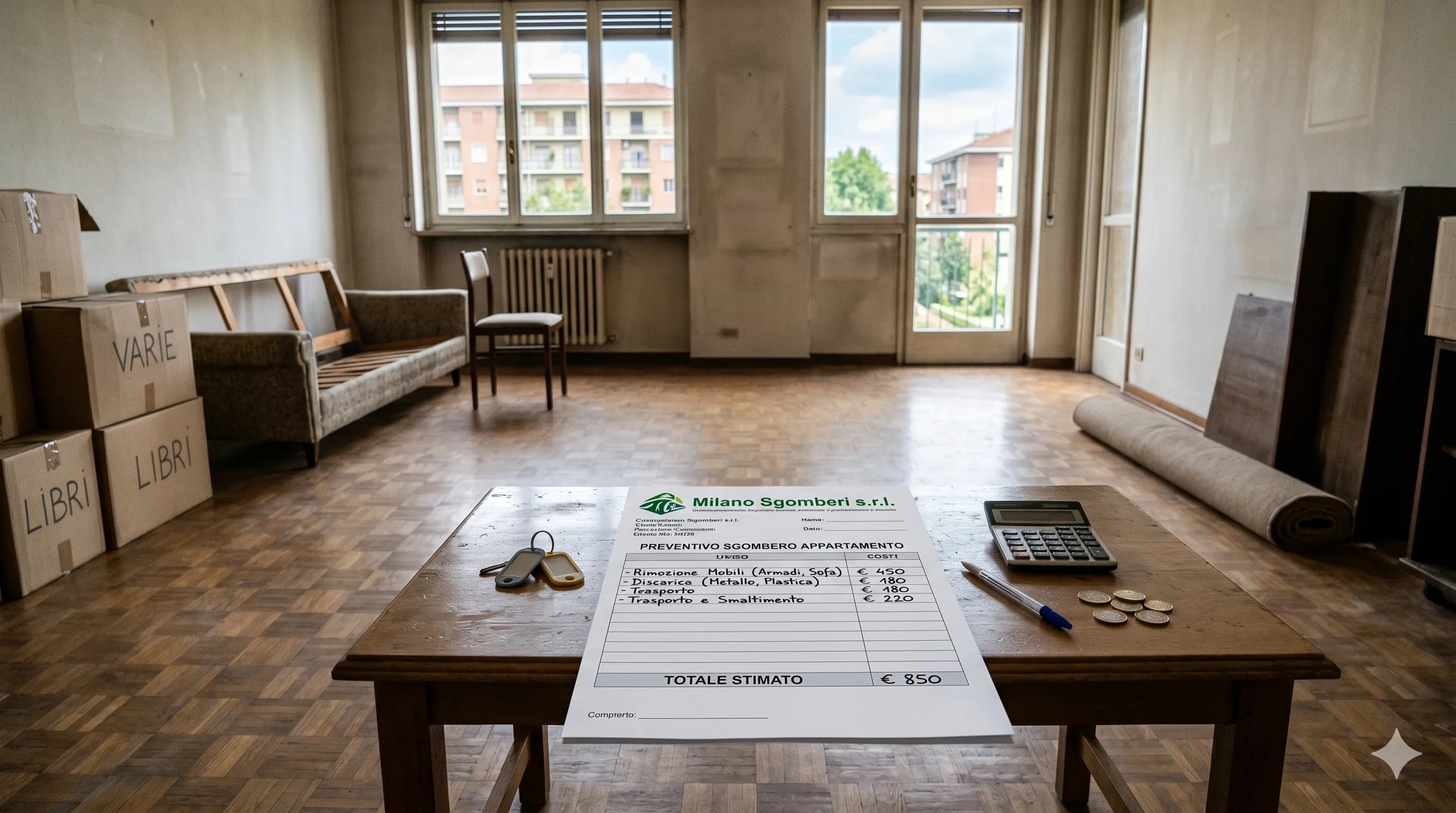 Costo svuotamento appartamento a Milano